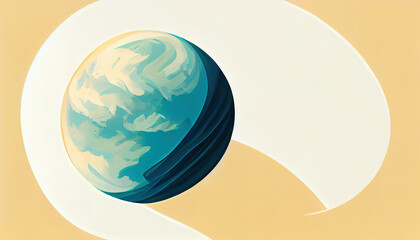 Stylized planet flat illustration. Stylized blue planet banner. Digital illustration