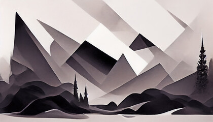 Northern lights geometric abstract picture. Digital illustration