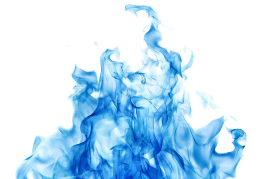 dense blue fire on white