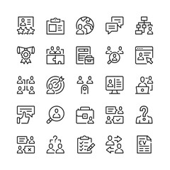 Human resources line icons. Outline symbols. Vector line icons set