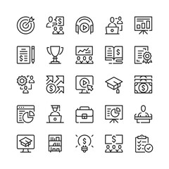 Business training line icons. Outline symbols. Vector line icons set