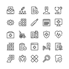 Medicine line icons. Outline symbols. Vector line icons set