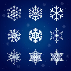 Christmas set of vector snowflakes