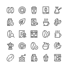 Coffee line icons. Outline symbols. Vector line icons set