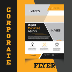 Corporate business Flyer template design with Clean, minimal and modern shapes in A4 format