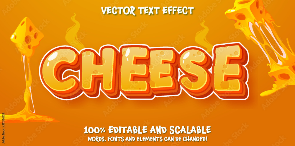 Poster editable text style effect, cheese theme style font template