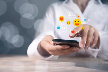 icons notifications from social networks on the virtual screen.