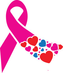 breast cancer awareness ribbon flat icon vector illustration
