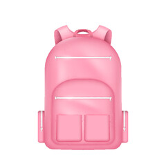 Realistic pink backpack for school. Casual sport backpack for teenage pupil isolated