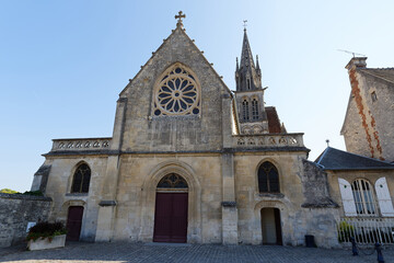 Fototapeta na wymiar The 12th-century parish church of Saint Denis in the old town of Crepy en Valois, Oise department.