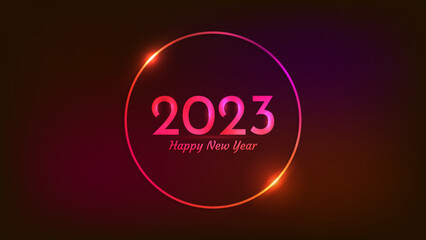 2023 Happy New Year neon background
