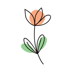 orange flower garden one line