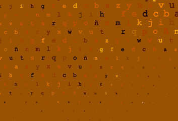 Dark yellow, orange vector pattern with ABC symbols.