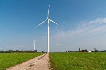 Wind Turbines Providing Power In Rural Area