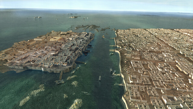 3D visualisation of mohenjo daro indus civilisation city 3000 B.C.