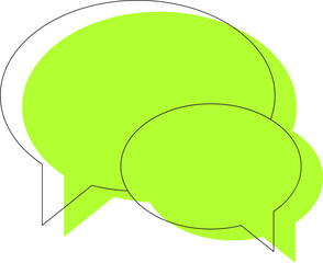 Dialogue and conversation sign. Vivid illustration of green speech bubbles in form of ovals for web sites, apps, adverts, stores, shops