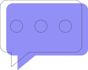Naklejka premium Dialogue and conversation sign. Vivid illustration of dots inside of blue speech bubbles in form of rounded rectangle for web sites, apps, adverts, stores, shops