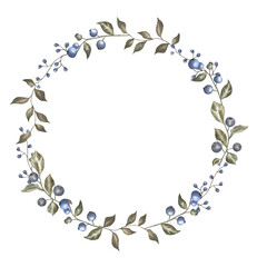 Floral watercolor vintage wreath.Clipart.