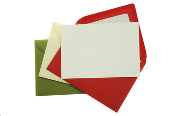 Open envelopes and blank card  isolated on transparency photo png file 