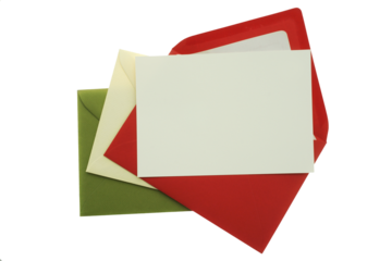 Open envelopes and blank card  isolated on transparency photo png file 