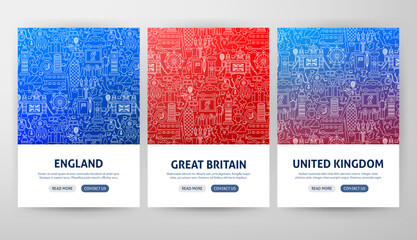 Great Britain Flyer Concepts. Vector Illustration of Outline Design.