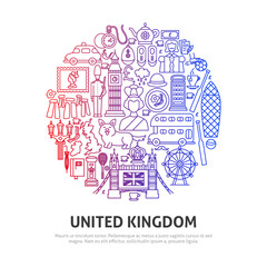 United Kingdom Circle Concept. Vector Illustration of Outline Design.