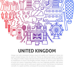 United Kingdom Line Concept. Vector Illustration of Outline Design.
