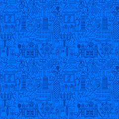 United Kingdom Line Seamless Pattern. Vector Illustration of Outline Background.