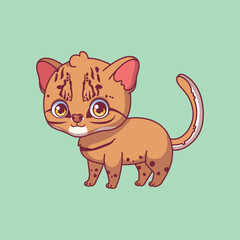 Illustration of a cartoon asian golden cat on colorful background