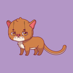 Illustration of a cartoon bay cat on colorful background