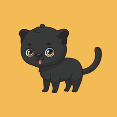 Illustration of a cartoon black panther on colorful background