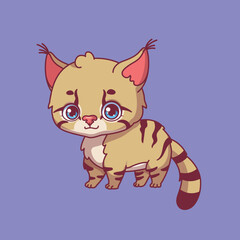 Illustration of a cartoon chinese mountain cat on colorful background