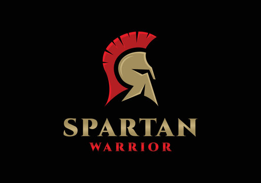 Spartan warrior knight army helmet logo design template