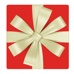 Gift box with ribbon. Render 3d. Isolated on transparent background, png.