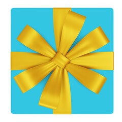 Gift box with ribbon. Render 3d. Isolated on transparent background, png.
