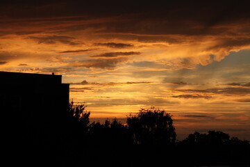 sunset over the town