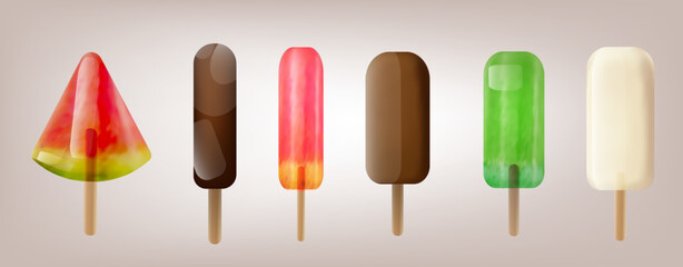 Ice cream set. 3d, realistic vector illustration. Suitable for banners, booklets, web, brochures, flyers, advertisements.