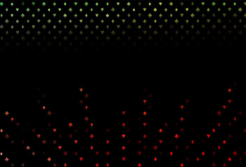 Dark green, red vector template with poker symbols.