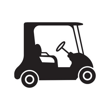 Electric buggy golf car icon | Black Vector illustration |