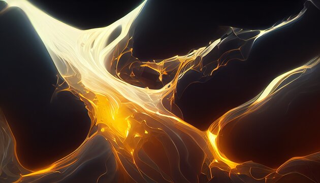 Abstract amber, gold and white waves background. Subtle gradient, flow liquid lines. Cinema 4d. Design element.

