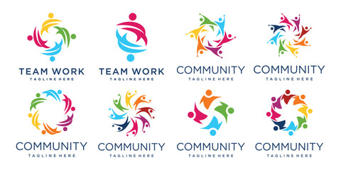 Fototapeta premium Community logo design unique concept Premium Vector