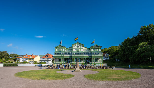 Marstrand, Sweden - July 15 2022: Exterior of Societetshuset at Marstrand.