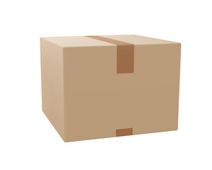 Cardboard or carton realistic delivery boxes with scotch tape and labels.