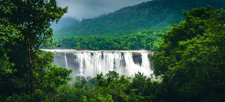 Waterfall in the forest. An image from Athirapally, India.