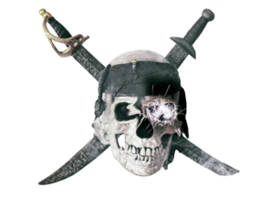 pirate skull with fiery eye 