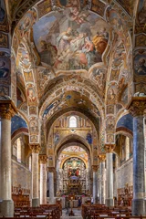 Poster Palermo, Italy - July 7, 2020: Famous Martorana cathedral with beautiful mosaics on 12th century walls. Palermo is an UNESCO World Heritage Site with Arab-Norman churches in Sicily, Italy © JEROME LABOUYRIE