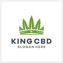 Fototapeta premium Green Leaf Cannabis Crown Logo Company illustrations for business company and other
