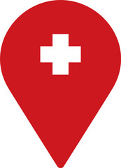Obraz premium Medical Location Symbol - Transparent PNG | Design Resource for Hospitals, Doctors Offices, and First Aid Stations | Map Icon