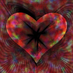 Heart in a heart-shaped frame, with red/multi-colored overlay