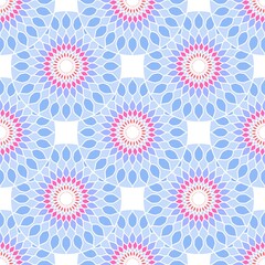 Fototapeta na wymiar Abstract geometric floral seamless circle flower pattern for wrapping paper and clothes print and kids accessories